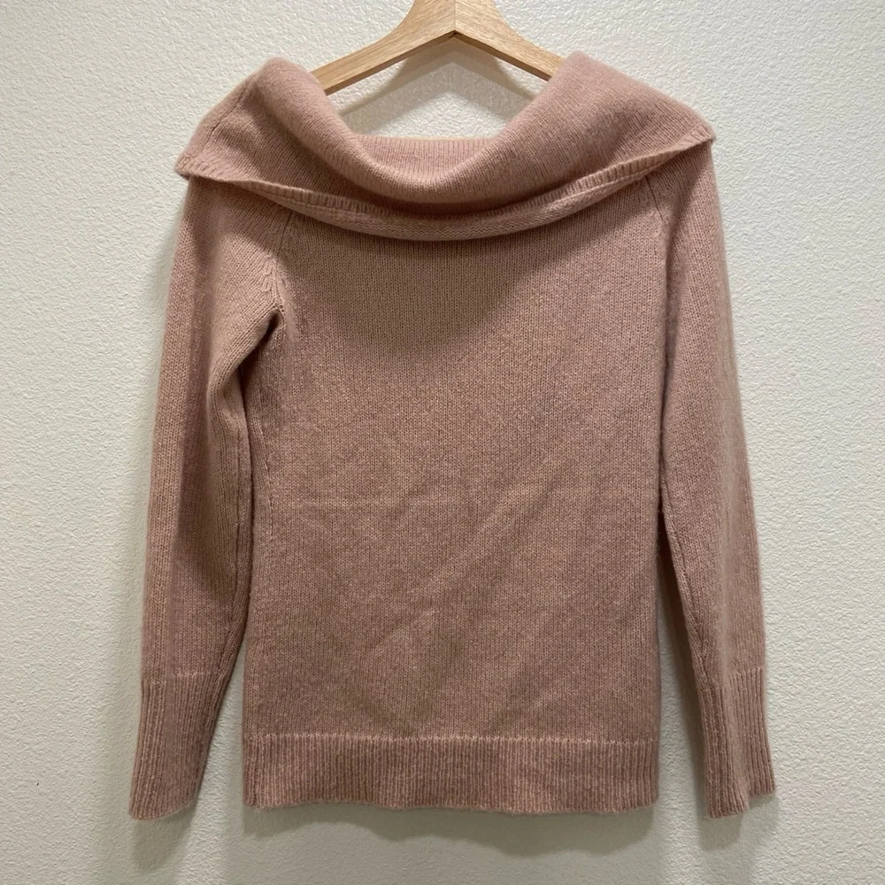 Theory Sabine Wool Blend Off The Shoulder Sweater Mauve Pink Sz P or XS - Picture 3 of 6
